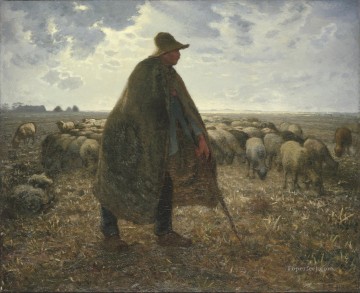  troupe Tableaux - berger tendant son troupeau années 1860